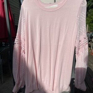 Belle by Kim Gravel Pink Ruched Long Sleeve Blouse